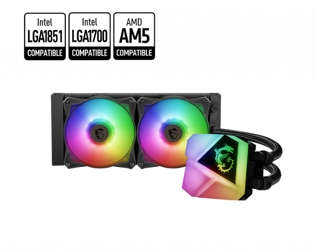 MSI MAG Coreliquid C240 CPU Liquid Cooler – ARGB Cooling, 240mm Radiator, High-Performance & Quiet Operation