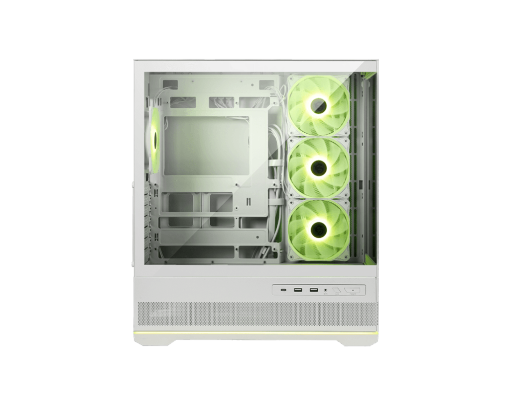 MSI MAG Pano 110R PZ Mid Tower Gaming Case – White, Tempered Glass, ARGB Ready, Spacious Design