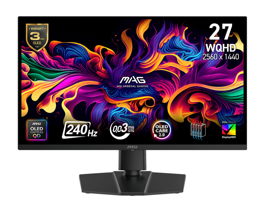 MSI MAG 273QP QD-OLED 27" Gaming Monitor – 240Hz Refresh Rate, 0.03ms Response, OLED HDR, Ultra-Fast Competitive Display