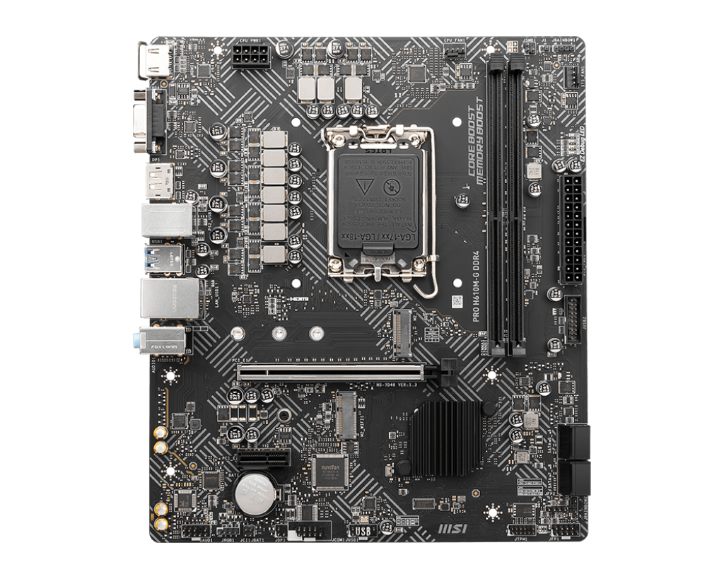 MSI Pro H610M-G DDR4 Motherboard – LGA 1700, MATX, Intel 12th/13th Gen, Reliable Performance for Work & Gaming