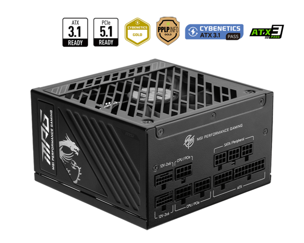MSI MPG A1000GS 1000W ATX 3.1 Power Supply – PCIe 5.1, 80 Plus Gold Certified, High-Efficiency Gaming PSU