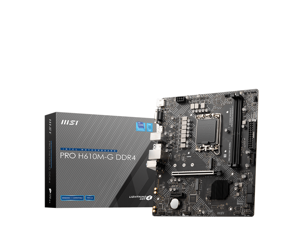 MSI Pro H610M-G DDR4 Motherboard – LGA 1700, MATX, Intel 12th/13th Gen, Reliable Performance for Work & Gaming
