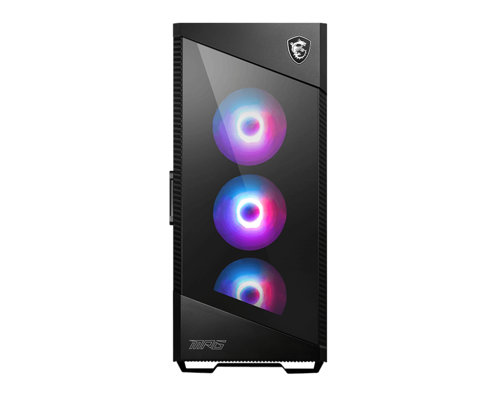 MSI MPG Velox 100R Mid-Tower Gaming Case – Black, Tempered Glass, ARGB Ready, High Airflow Design