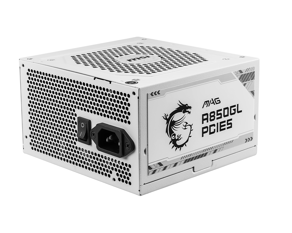 MSI MAG A850GL 850W White PSU – PCIe 5.0, 80 Plus Certified, High-Efficiency ATX Power Supply for Gaming & Workstations