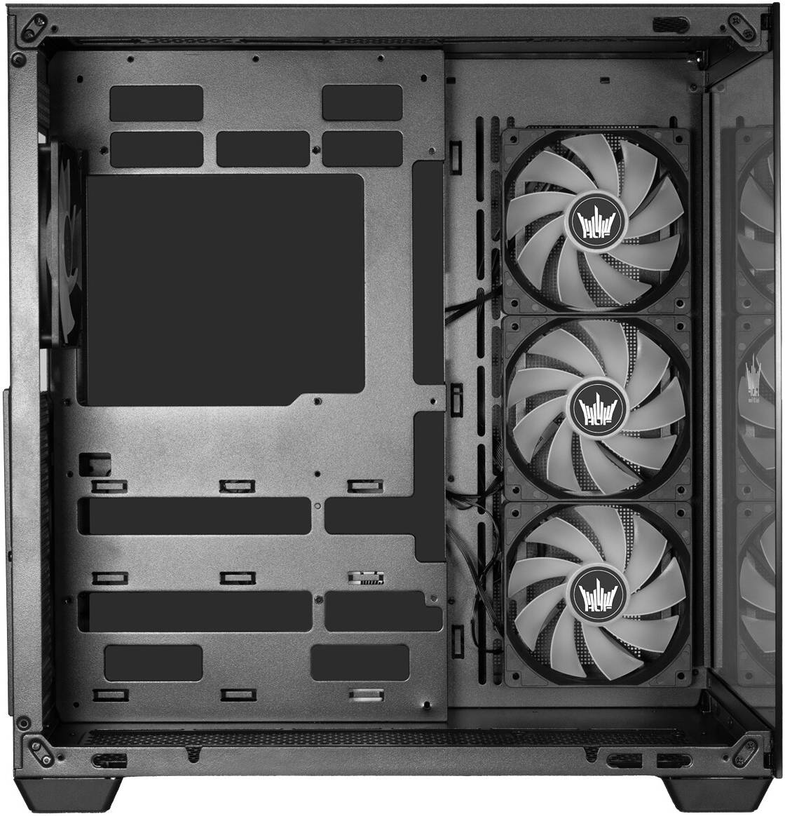 GALAX HOF ALLSYNQ Black Mid-Tower ATX Gaming PC Case – Tempered Glass Side Panel, Pre-Installed 4 ARGB Fans, Dual-Chamber Layout, Supports 360 mm Radiator & High-End GPU Builds