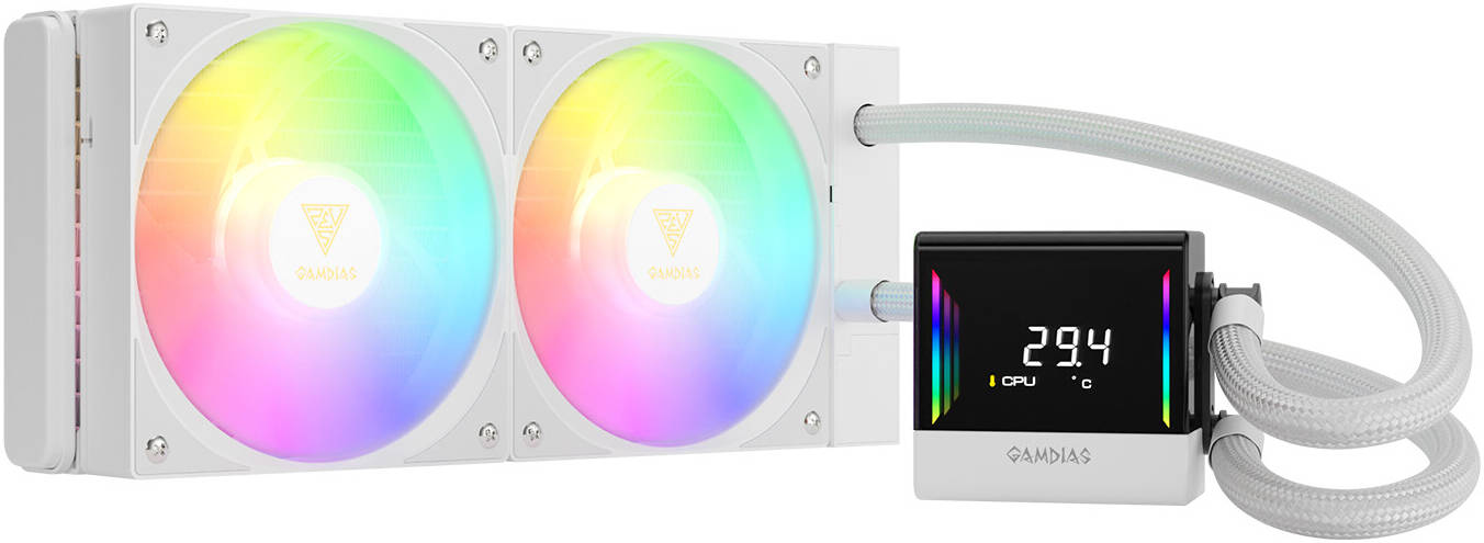 GAMDIAS CHIONE E4-240 White RGB Liquid CPU Cooler – 240mm High-Performance Water Cooling System