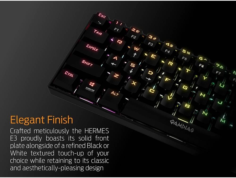 GAMDIAS Hermes E3 Black RGB Wired Gaming Keyboard – Mechanical-Feel Keys, Anti-Ghosting, RGB Backlit, Ergonomic Design, PC Gaming Keyboard