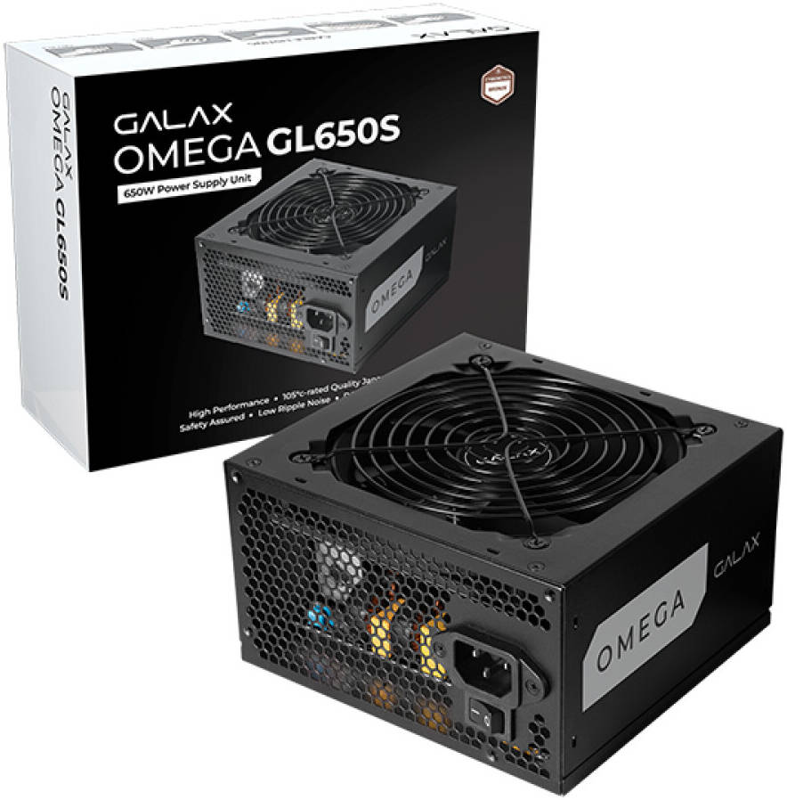 GALAX OMEGA GL650S 650W Power Supply – 80 Plus Bronze Certified, Silent 120mm Fan, Active PFC, High-Efficiency PSU for Gaming & Professional PCs with Stable and Reliable Performance