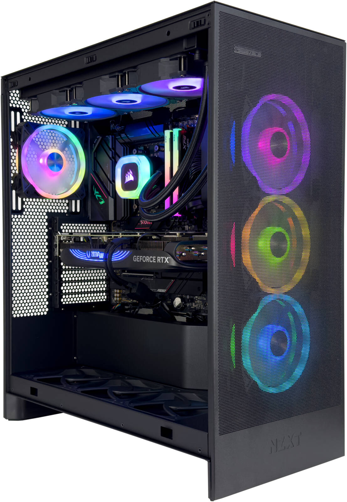 ZenithPulse Gaming PC - AMD Ryzen 7 7700X 8 Cores 16 Threads, AMD Radeon RX 6900 XT 16GB, 32GB DDR5 RAM 6000MHz, 1TB SSD Gen 4, 1000W 80 PLUS Gold PSU, 360mm Liquid Cooler, Wi-Fi + BT