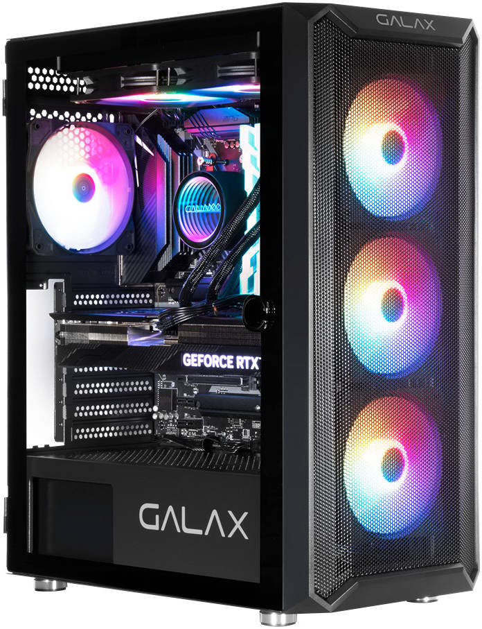 GALAX Revolution 07 ATX Mid-Tower Gaming PC Case – Tempered Glass Side Panel, SPCC Construction, Supports Up to 360 mm Radiator & 330 mm GPU, Black