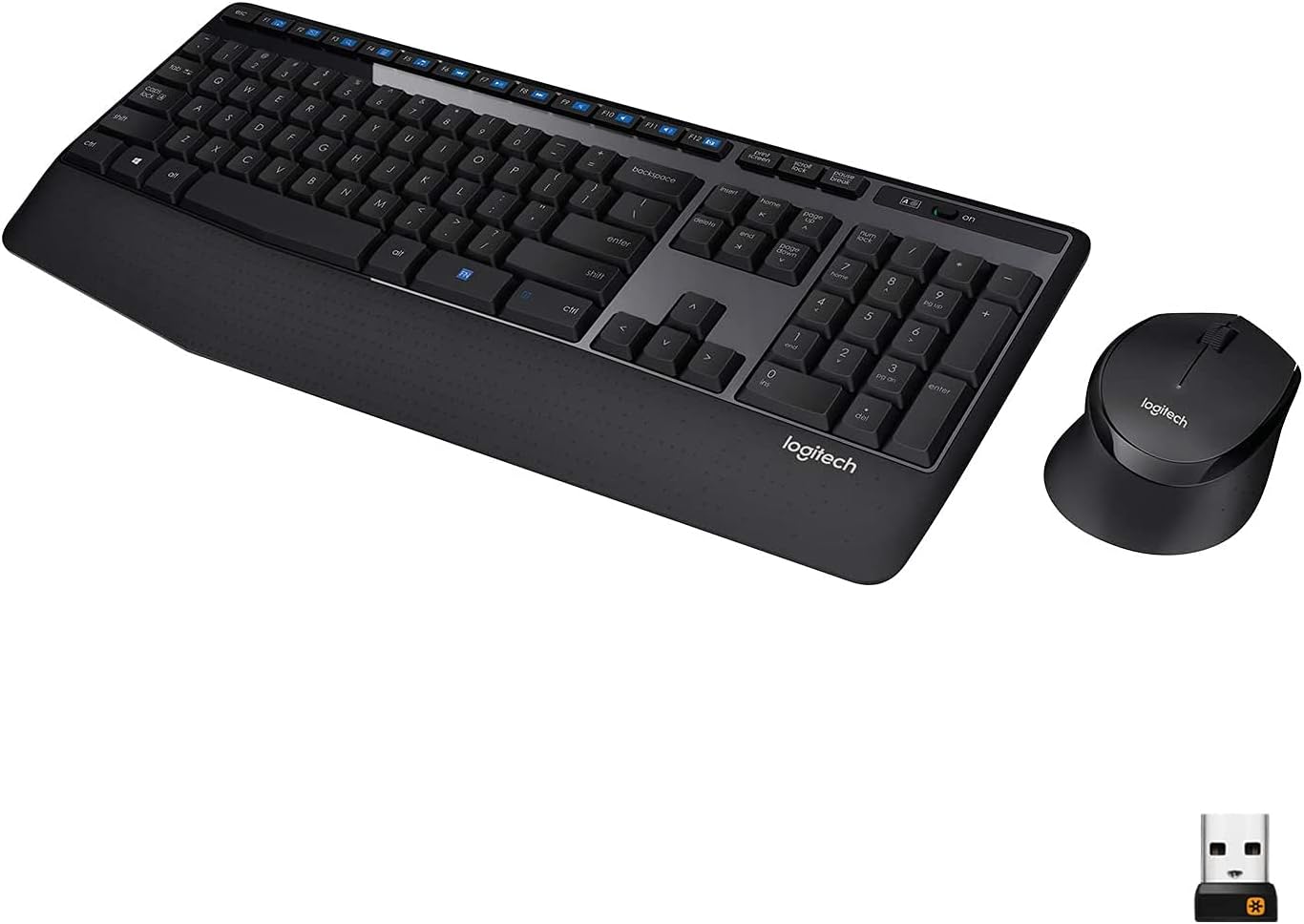 Logitech MK345 Wireless Keyboard and Mouse Combo, Full-Sized Keyboard with Palm Rest - Black