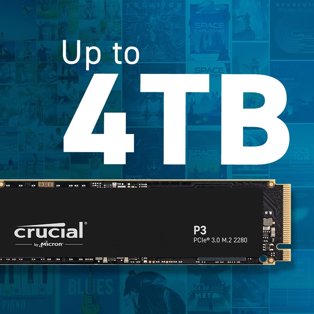 Crucial P3 1TB CT1000P3SSD8 PCIe 3.0, 3D NAND, NVMe, M.2 SSD, up to 3500MB/s, Black