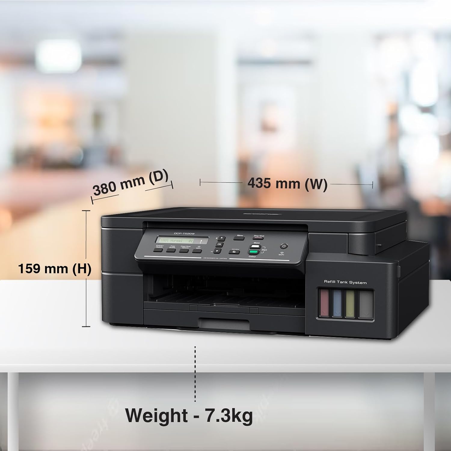 Brother Wireless All In One Ink Tank Printer, DCP-T520W, Mobile & Cloud Print And Scan, High Yield Ink Bottles