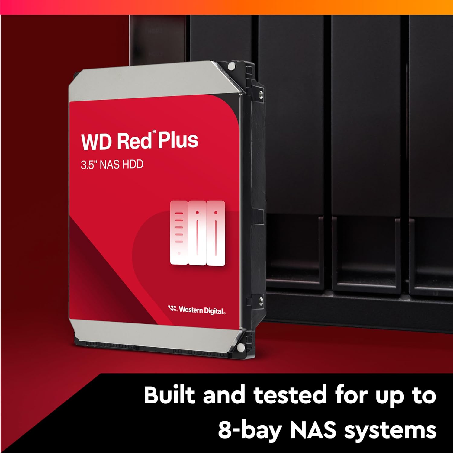 Western Digital 8TB WD Red Plus NAS Internal Hard Drive HDD - 5640 RPM, SATA 6 Gb/s, CMR, 256 MB Cache, 3.5