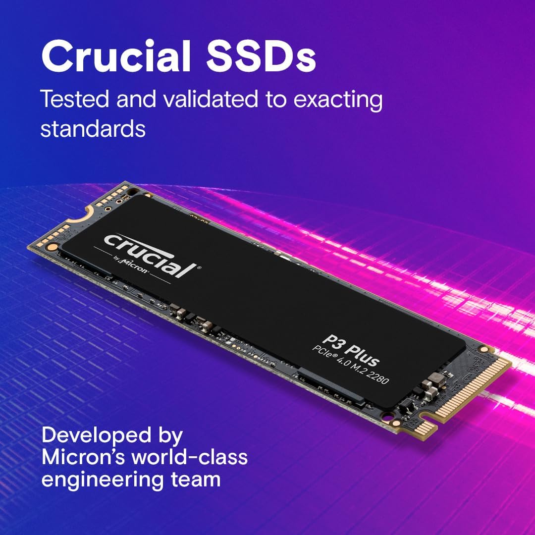 Crucial P3 Plus 1TB PCIe 4.0 3D NAND NVMe M.2 SSD, up to 5000MB/s CT1000P3PSSD8, Black