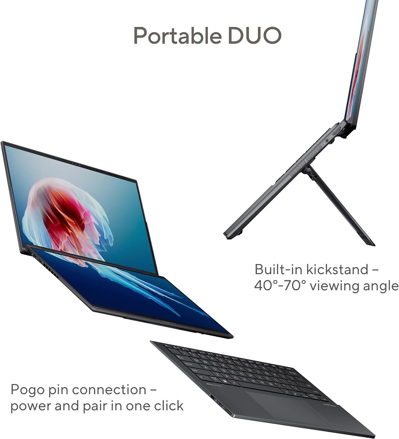 ASUS Zenbook Duo OLED UX8406MA-OLEDI7IG Intel Core Ultra 7-155H /16GB RAM/1TB SSD/14 3K Touch Screen (2880X1800) OLED 120Hz/Windows 11 Home - Inkwell Gray