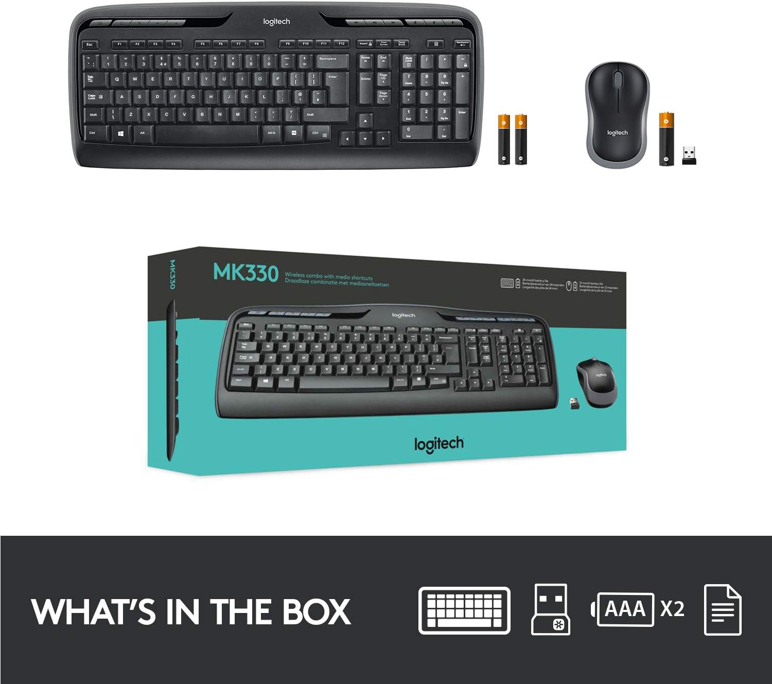 Logitech MK330 Wireless Keyboard and Mouse Combo for Windows and Mac - Black