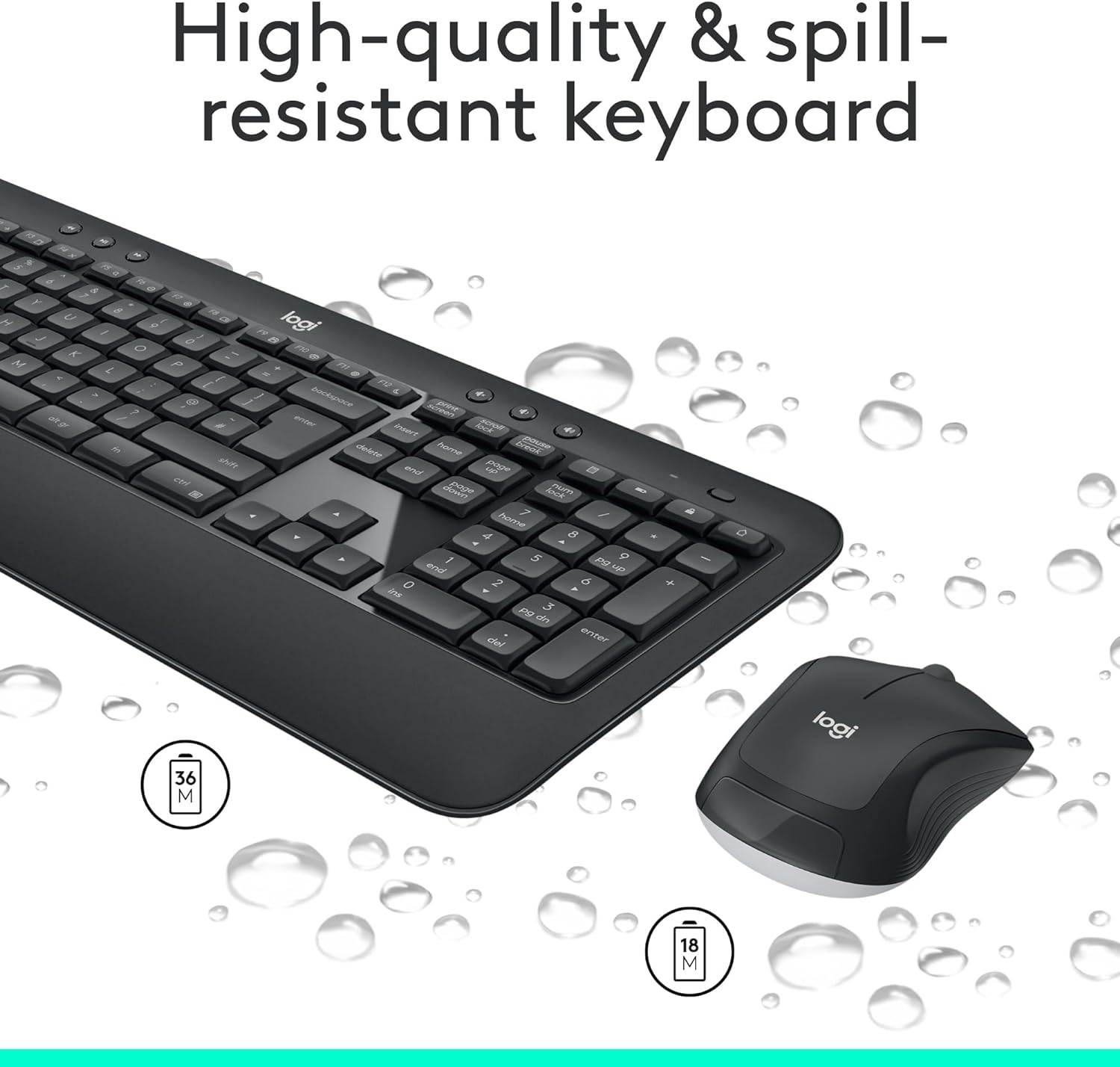 Logitech MK540 Advanced Wireless Keyboard and Mouse Combo for Windows and Mac - Black