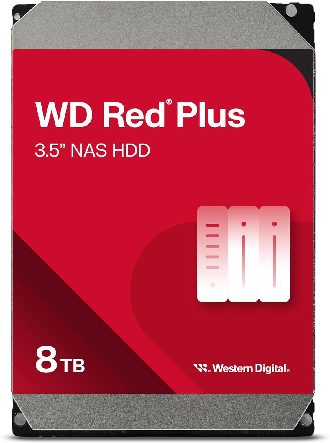 Western Digital 8TB WD Red Plus NAS Internal Hard Drive HDD - 5640 RPM, SATA 6 Gb/s, CMR, 256 MB Cache, 3.5