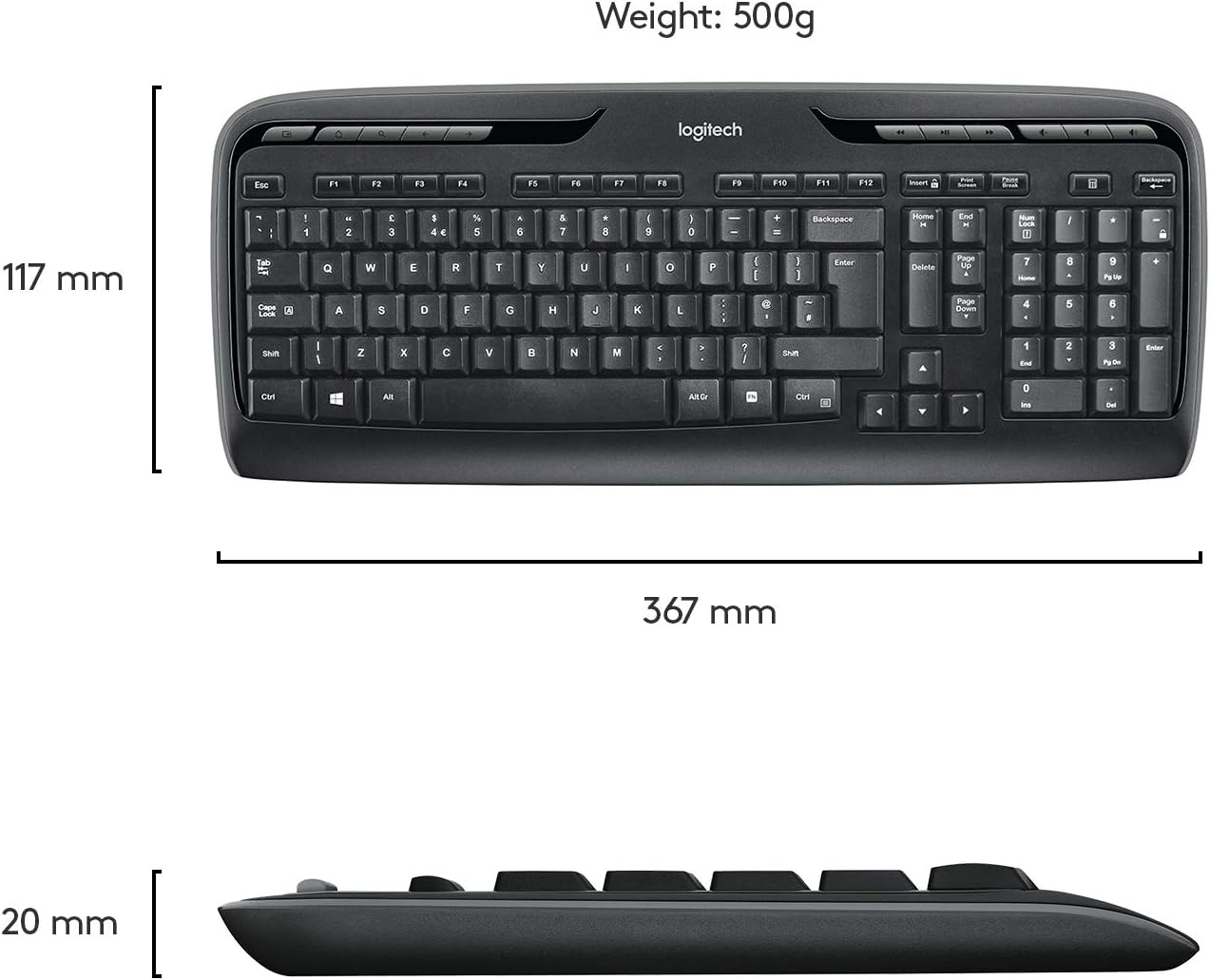 Logitech MK330 Wireless Keyboard and Mouse Combo for Windows and Mac - Black