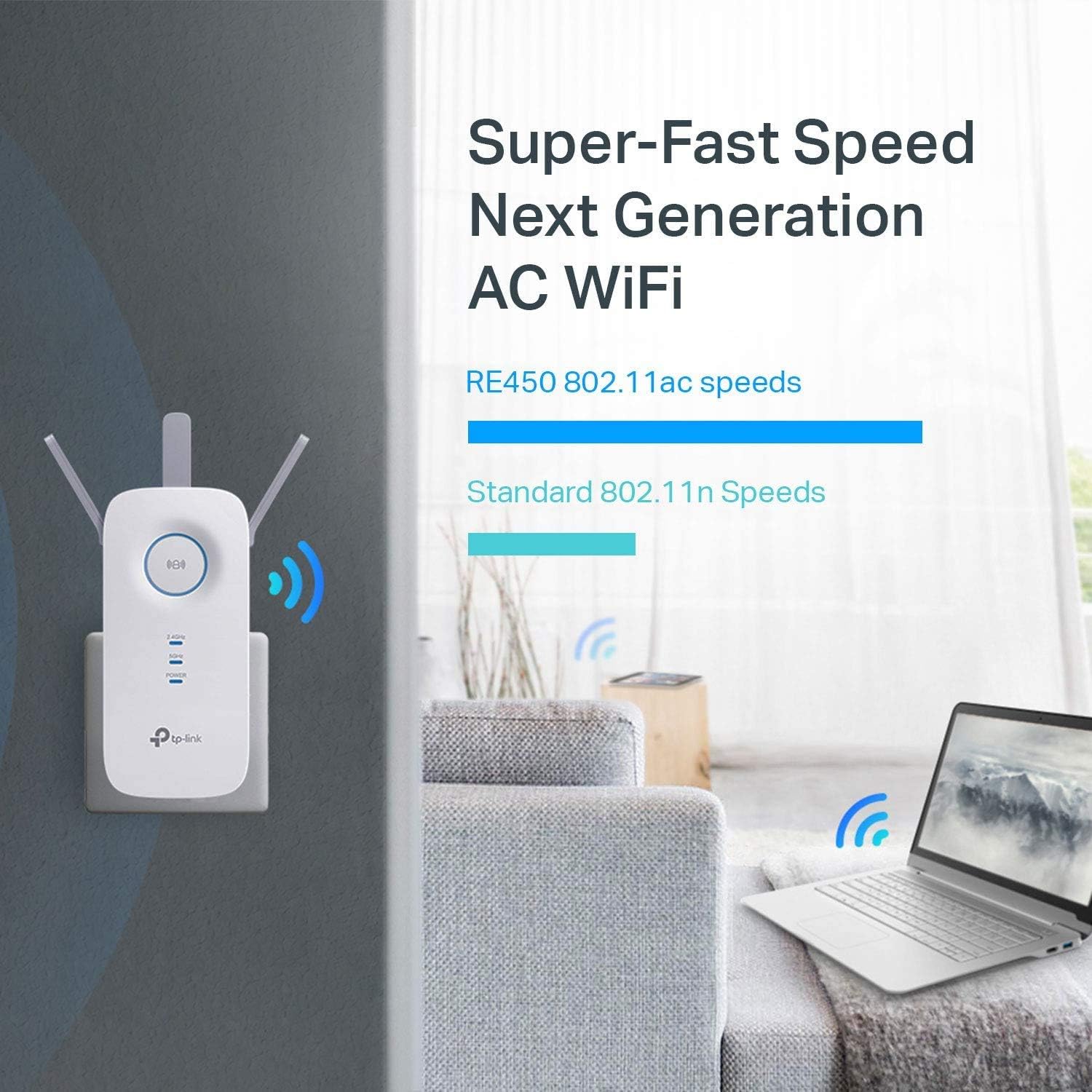 TP-Link AC1750 WiFi Extender (RE450), Up to 1750Mbps - White