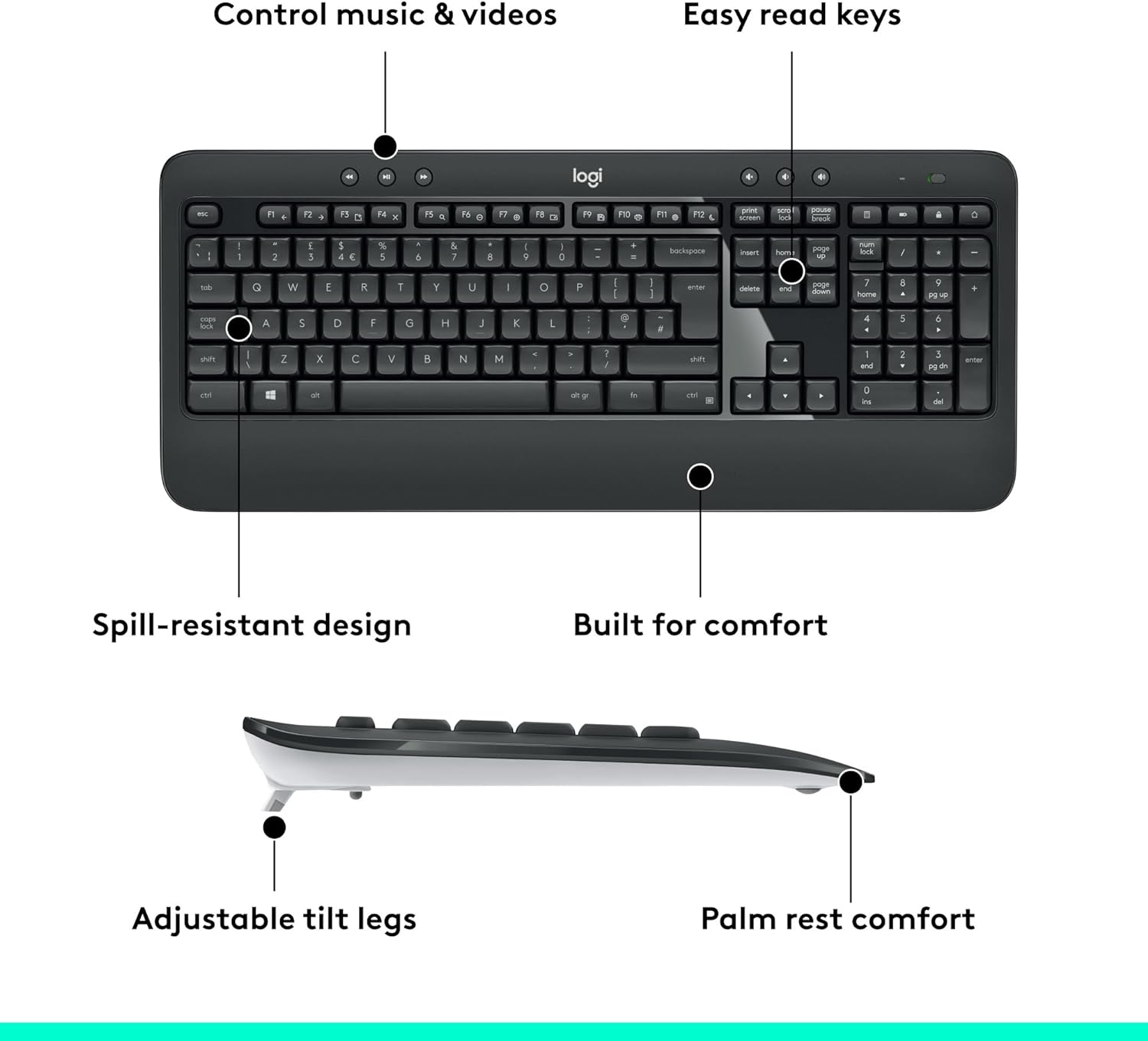 Logitech MK540 Advanced Wireless Keyboard and Mouse Combo for Windows and Mac - Black