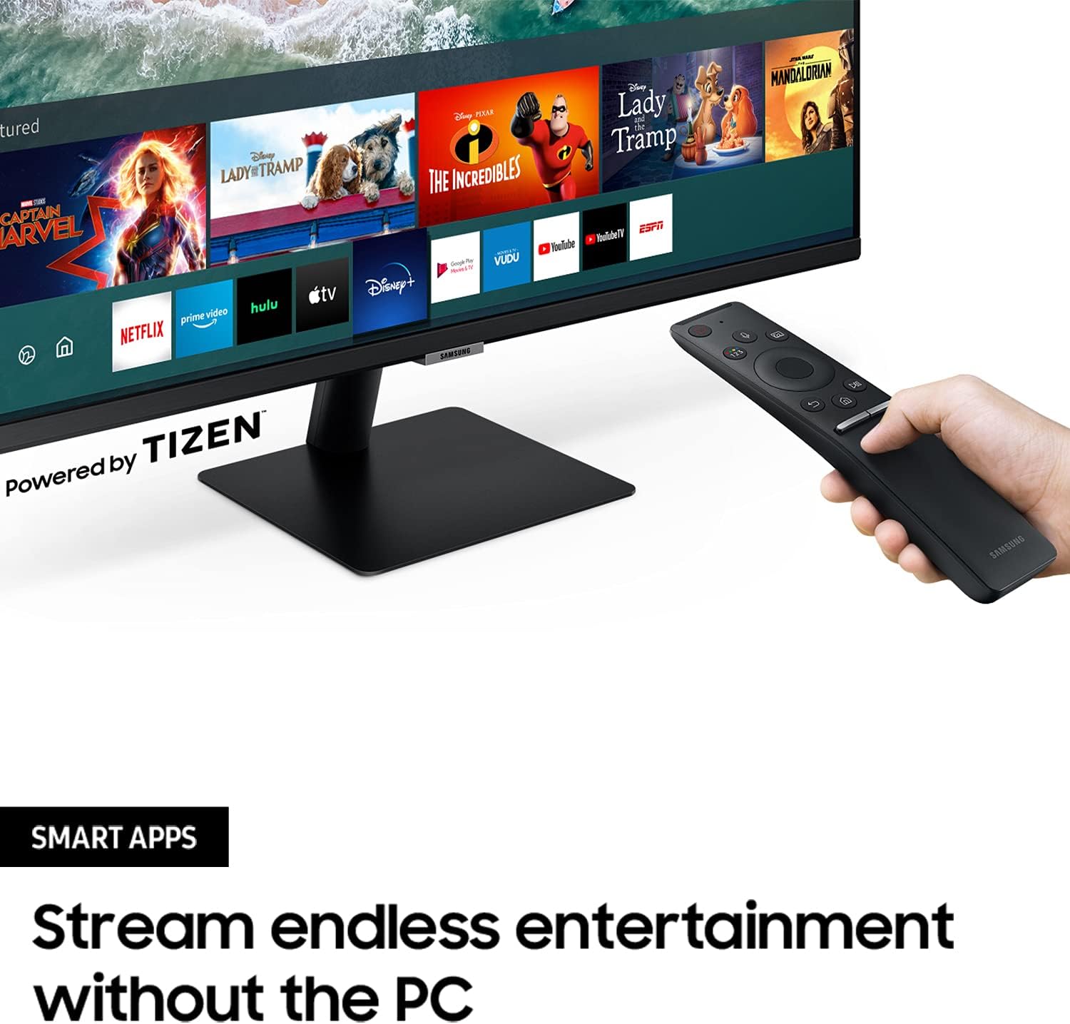 SAMSUNG M5 Series 32-Inch FHD 1080p Smart Monitor & Streaming TV (Tuner-Free), Netflix, HBO, Prime Video, Apple Airplay, Bluetooth, Built-in Speakers, Remote Included