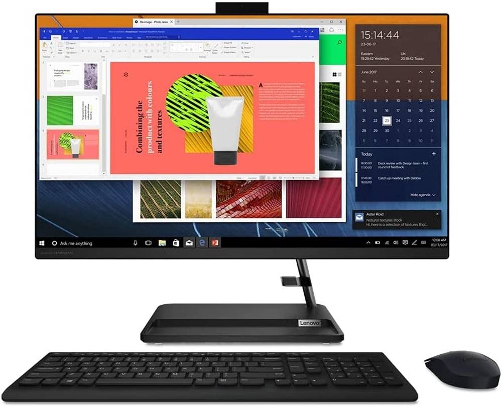 Lenovo IdeaCentre AIO 3 24ITL6 Desktop, 23.8" FHD Touch Display, Intel Core i7-1165G7, 8GB DDR4 RAM, 1TB HDD, NVIDIA GeForce MX450 2GB, Calliope Wireless Arabic KB, No OS, Black | F0G00098AX-8GB