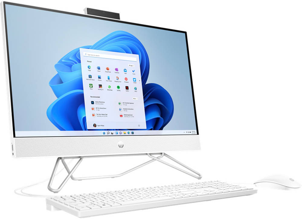 HP 24-cb1009ne Bundle AIO Desktop PC, 24" FHD Touch IPS Display, Intel Core i5-1235U, 8GB RAM, 512 GB SSD, NVIDIA GeForce MX450 2GB, HP 225 White Wired KB & Mouse, Win 11, White | 1008NE-6J7F2EA