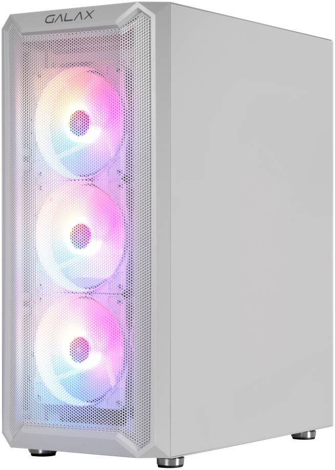 GALAX Revolution 07 White ATX Mid-Tower Gaming PC Case – Tempered Glass Side Panel, SPCC Steel Chassis, Supports 360mm Radiator & 330mm GPU, 4 Pre-Installed ARGB Fans, USB 3.0 I/O