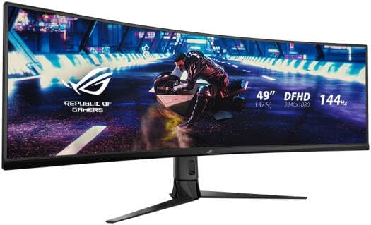 ASUS ROG Strix XG49VQ Gaming Monitor – 49", 3840x1080 UltraWide, 144Hz, 4ms Response, HDMI (x2) + DisplayPort + USB Hub, Black
