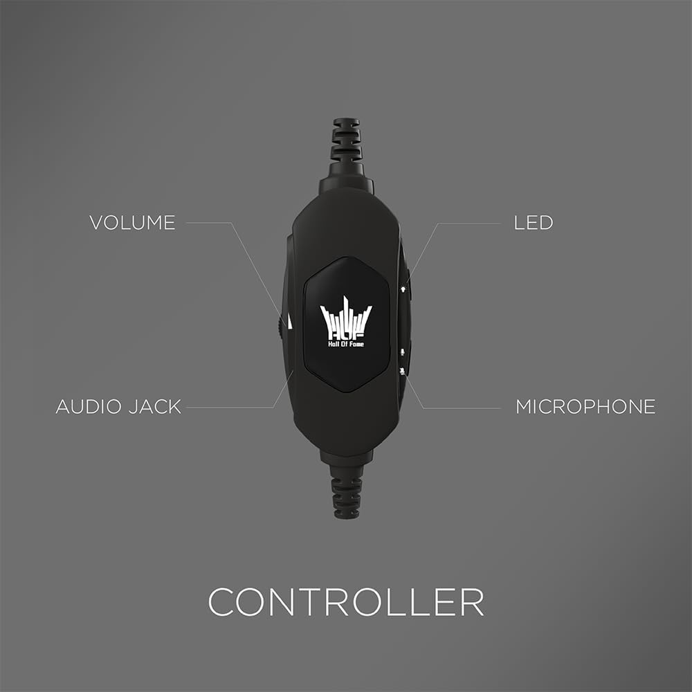 GALAX HOF Maestro H1 Matte Black Gaming Headset – USB & 3.5 mm Wired, Virtual 7.1 Channel Surround, 50 mm Drivers, Uni-Directional Noise-Cancelling Mic, Halo RGB Lighting