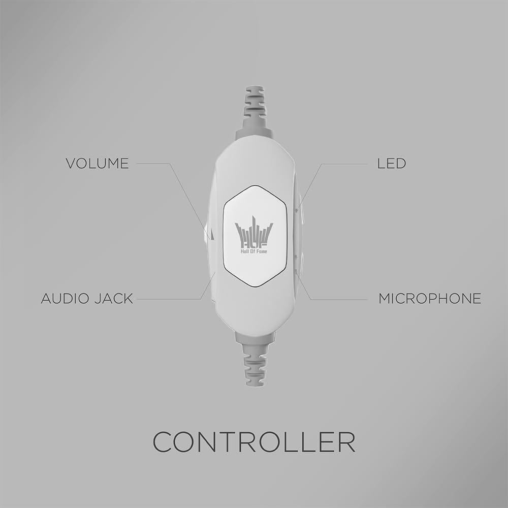 GALAX HOF Maestro H1 Matte White Gaming Headset – USB & 3.5 mm Wired, Virtual 7.1 Channel Surround, 50 mm Drivers, Uni-Directional Noise-Cancelling Mic, Halo RGB Lighting