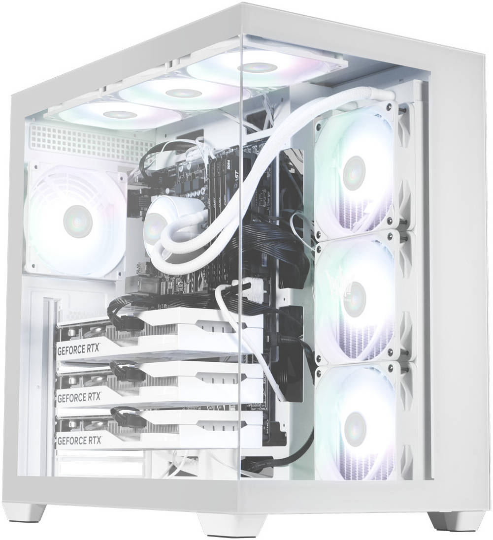 GALAX HOF ALLSYNQ White Mid-Tower ATX Gaming PC Case – Tempered Glass Side Panel, Pre-Installed 4 ARGB Fans, Dual-Chamber Layout, Supports 360 mm Radiator & High-End GPU Builds