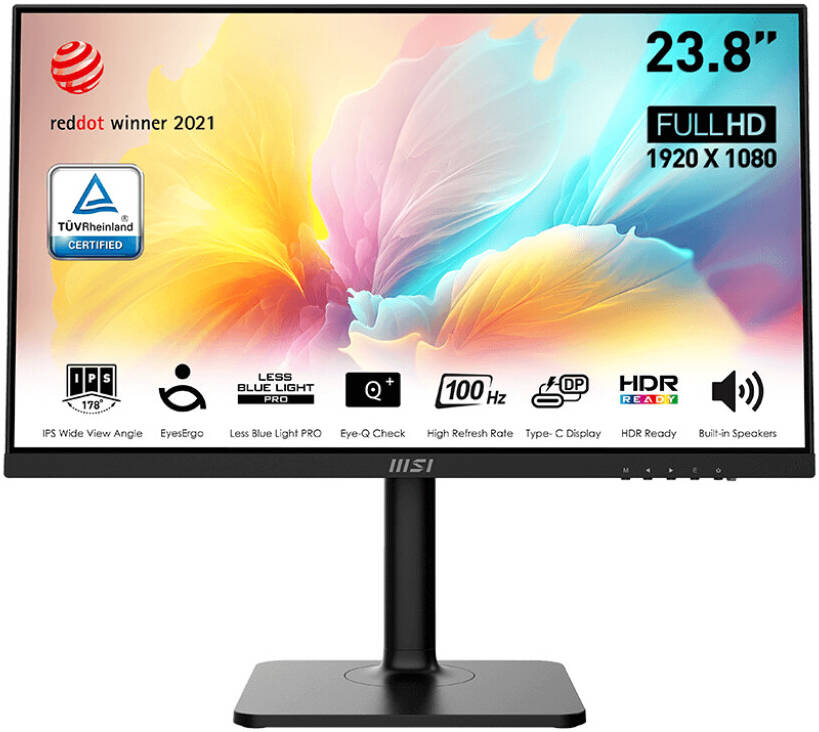MSI Modern MD2412P 24" FHD IPS Gaming Monitor – 100Hz Refresh Rate, 1ms Response, Adjustable Stand, Ultra-Clear Display for Work & Gaming