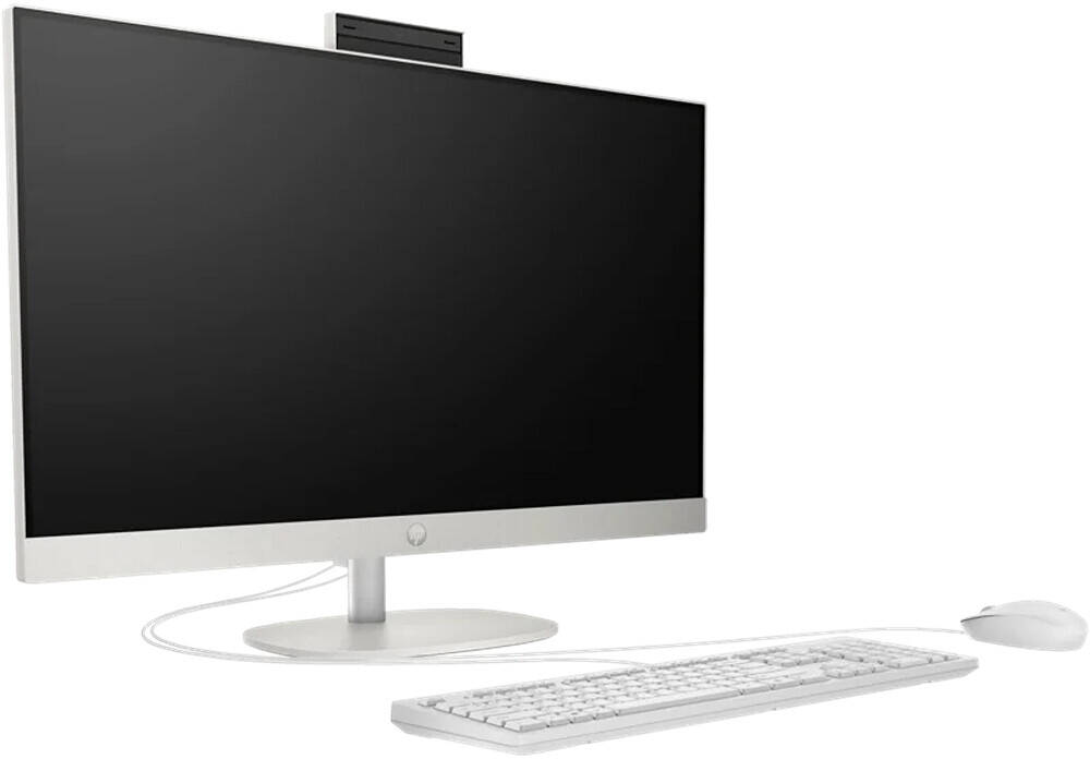 HP 27-cr1003nh PC AIO Desktop Computer, 27" FHD IPS Display, Intel Core Ultra 7 155U, 16 GB DDR5 RAM, 512 GB SSD, Intel Iris Xe Graphics, HP 125 USB Wired K/B & Mouse, FreeDOS, Shell White | A0CM0EA