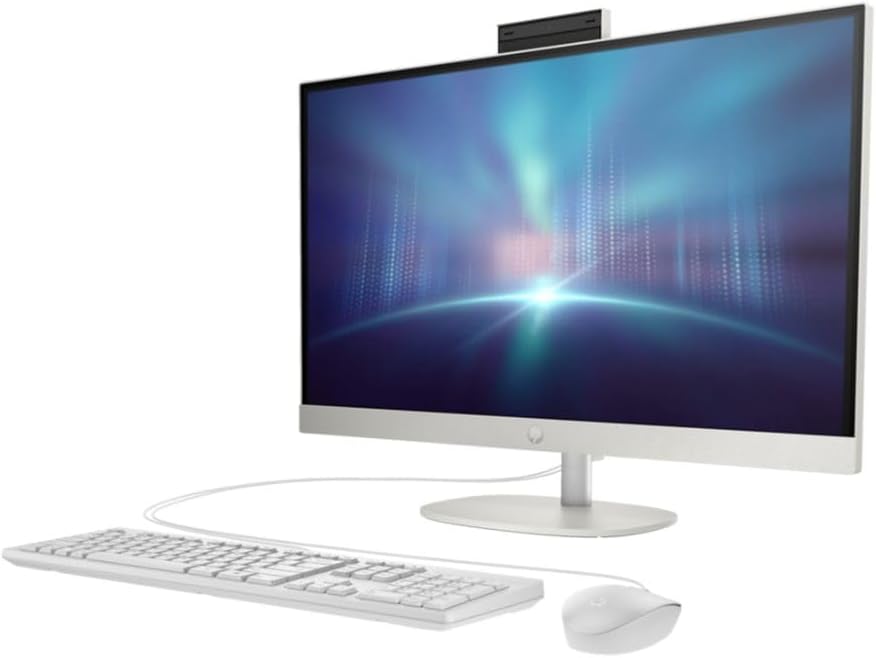 2023 Newest HP All-in-One 27-inch Desktop, 13th Generation Intel Core i7-1355U processor|16GB DDR4 RAM|1TB M.2 SSD|Intel® Iris® Xᵉ Graphics| Windows 11 Pro - Shell white (Upgraded)