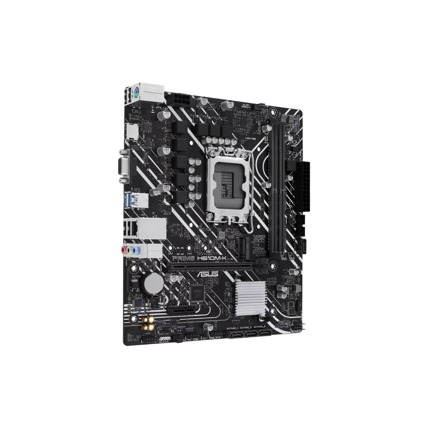 ASUS PRIME H610M-D D4 – Micro-ATX LGA1700 Motherboard with DDR4 Support, PCIe 4.0, M.2 Slot, Realtek 1Gb Ethernet, HDMI™, D-Sub, USB 3.2 Gen 1, SATA 6 Gbps, COM Port, LPT Header, RGB Header.