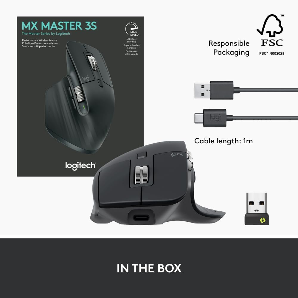 Logitech MX Master 3S - Wireless Performance Mouse - Graphite