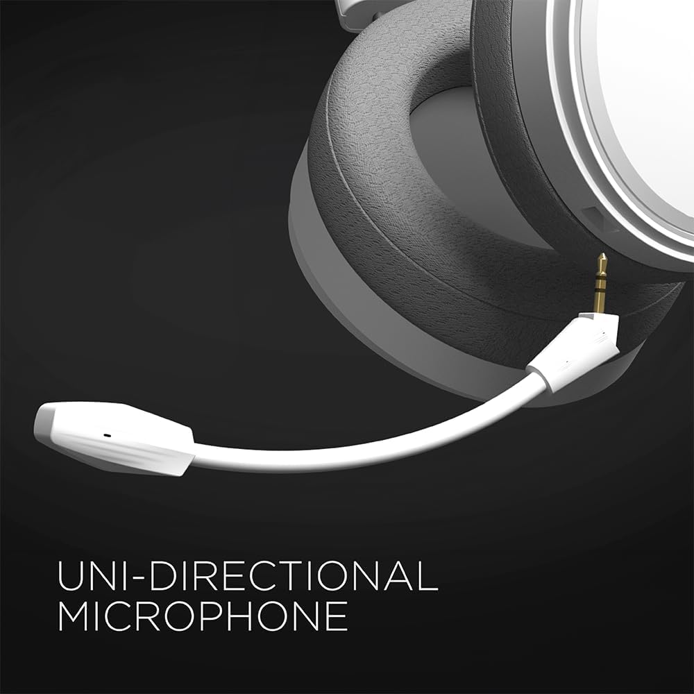 GALAX HOF Maestro H1 Matte White Gaming Headset – USB & 3.5 mm Wired, Virtual 7.1 Channel Surround, 50 mm Drivers, Uni-Directional Noise-Cancelling Mic, Halo RGB Lighting