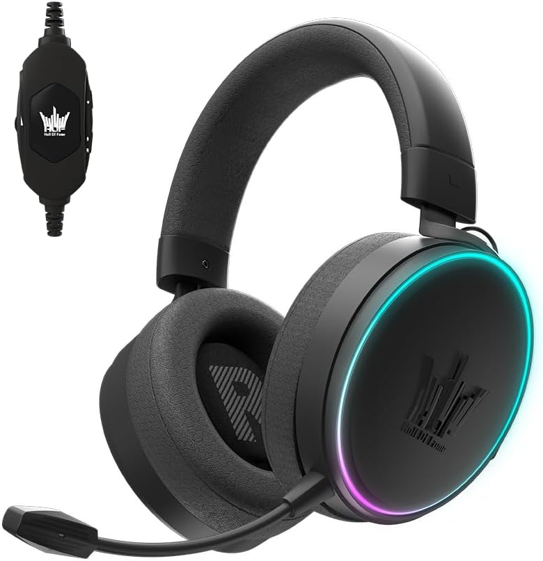 GALAX HOF Maestro H1 Matte Black Gaming Headset – USB & 3.5 mm Wired, Virtual 7.1 Channel Surround, 50 mm Drivers, Uni-Directional Noise-Cancelling Mic, Halo RGB Lighting