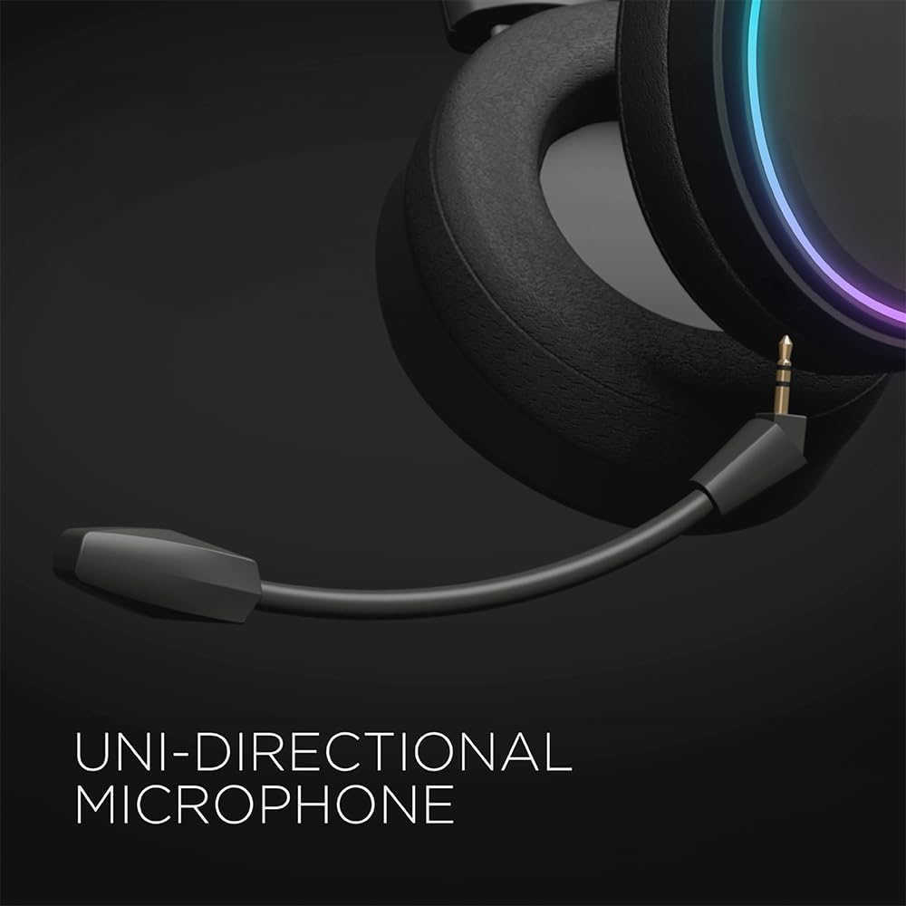 GALAX HOF Maestro H1 Matte Black Gaming Headset – USB & 3.5 mm Wired, Virtual 7.1 Channel Surround, 50 mm Drivers, Uni-Directional Noise-Cancelling Mic, Halo RGB Lighting