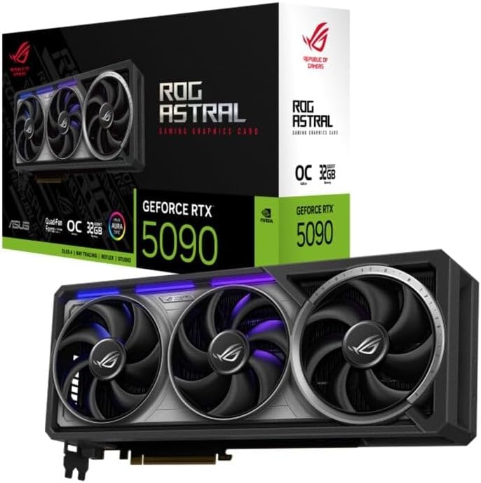 ASUS ROG Astral GeForce RTX 5090 Overclocked Edition Gaming Graphics Card – 32GB GDDR7, Liquid Cooling, PCIe 5.0, Ray Tracing, Aura Sync