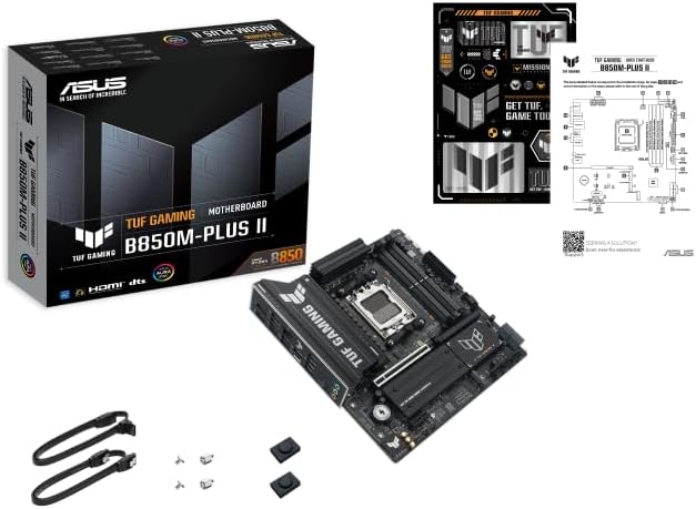 ASUS TUF Gaming B850M-Plus II Motherboard – AMD AM5 Socket, B850 Chipset, USB 20G, Aura Sync RGB, Micro-ATX