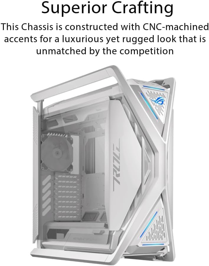 ASUS ROG Hyperion GR701 White – Premium Full-Tower PC Case, Tempered Glass, Advanced Cooling, PWM Fan Hub