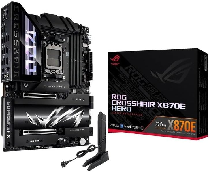 ASUS ROG Crosshair X870E Hero Gaming Motherboard – AMD AM5 Socket, X870E Chipset, PCIe 5.0, USB4, Wi-Fi 7