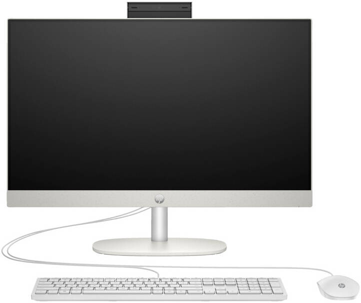 HP 24-CR0001L All-in-One Desktop Computer, 23.8" FHD IPS Display, Intel Core i7-1355U, 16GB RAM, 512GB SSD, Intel Iris Xe Graphics, HP 125 USB White Wired K/B & Mouse, Free Dos, White | 9A1A0PA