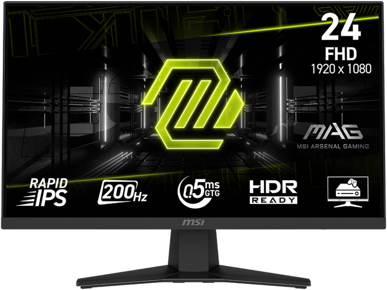 MSI MAG 244F 24" FHD IPS Gaming Monitor – 200Hz Refresh Rate, 0.5ms Response, Adjustable Stand, Ultra-Fast Display for Competitive Gaming