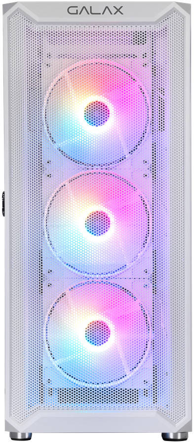 GALAX Revolution 07 White ATX Mid-Tower Gaming PC Case – Tempered Glass Side Panel, SPCC Steel Chassis, Supports 360mm Radiator & 330mm GPU, 4 Pre-Installed ARGB Fans, USB 3.0 I/O