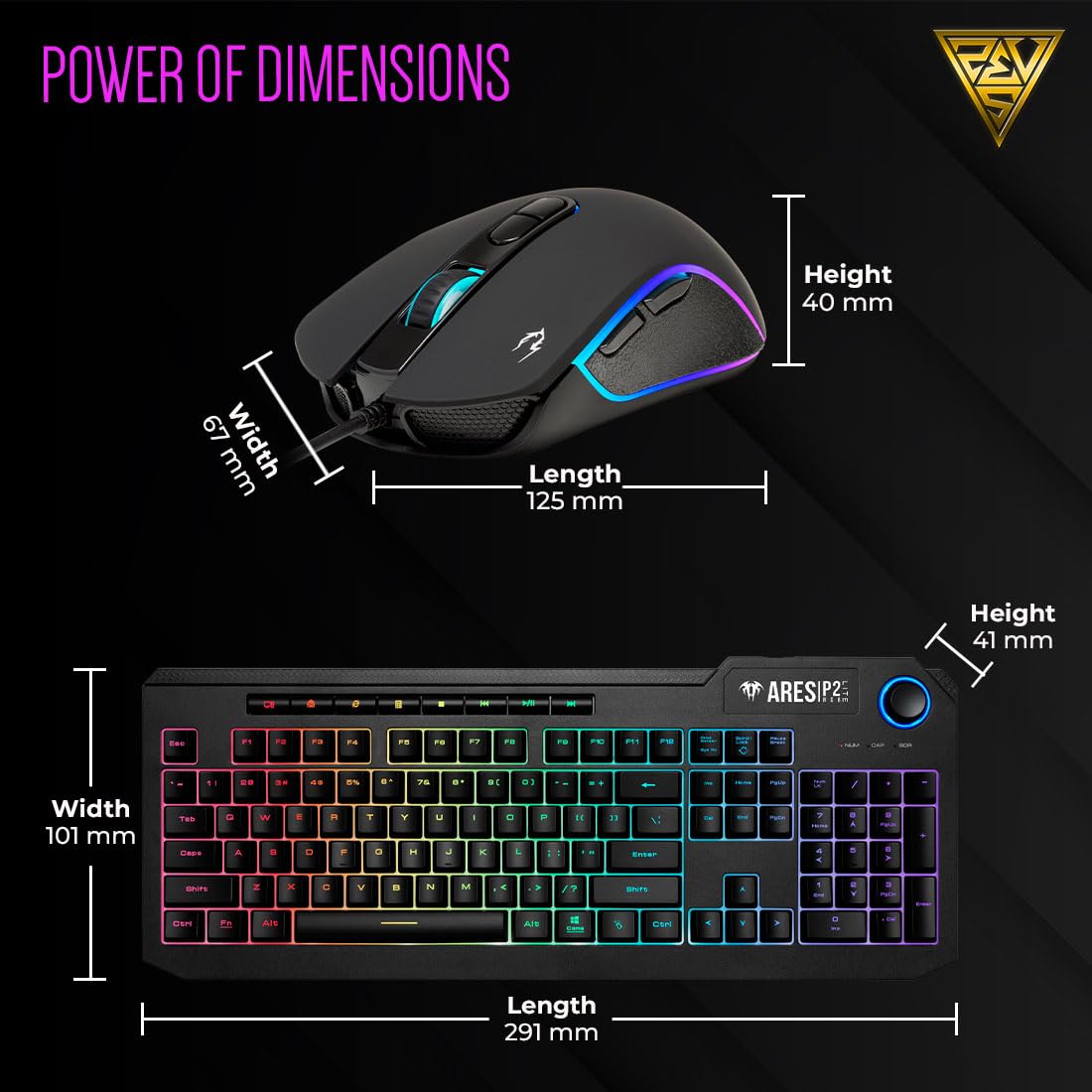 GAMDIAS ARES P2 Lite 2-IN-1 Wired Keyboard & Mouse Combo – Gaming & Office Bundle, Compact and Durable